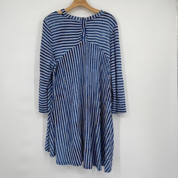 iC connie K women's top shirt tunic blue gray striped knit high low size XL - Picture 4 of 6